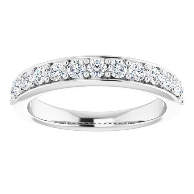 Sterling silver anniversary rings featuring heart - shaped cutouts0.50 ct. Round Cut Diamond Wedding Band Sterling silver anniversary rings featuring heart - shaped cutouts0.50 ct. Round Cut Diamond Wedding Band