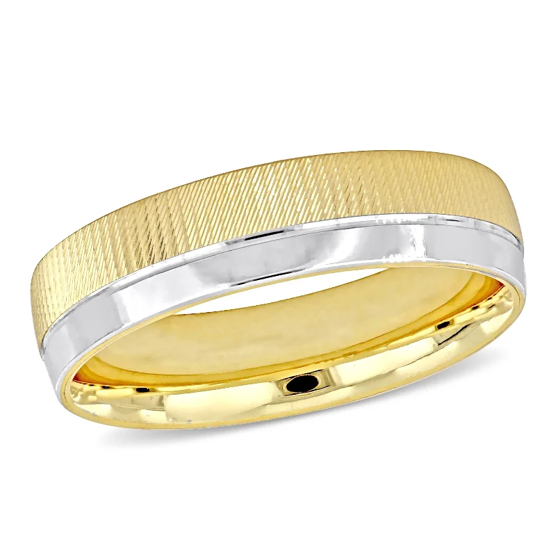 Men's hematite - ring for a metallic gray lusterMiadora 6 mm Mens Wedding Band in Two-Tone 14k Yellow and White Gold Men's hematite - ring for a metallic gray lusterMiadora 6 mm Mens Wedding Band in Two-Tone 14k Yellow and White Gold