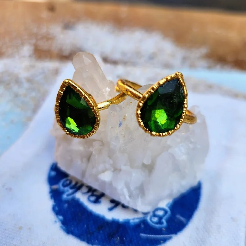 Statement - Making Cocktail Rings for Women with Large Cubic ZirconiaEMERALD HUES - HANDMADE ELECTROPLATED GOLD / COPPER RING Statement - Making Cocktail Rings for Women with Large Cubic ZirconiaEMERALD HUES - HANDMADE ELECTROPLATED GOLD / COPPER RING