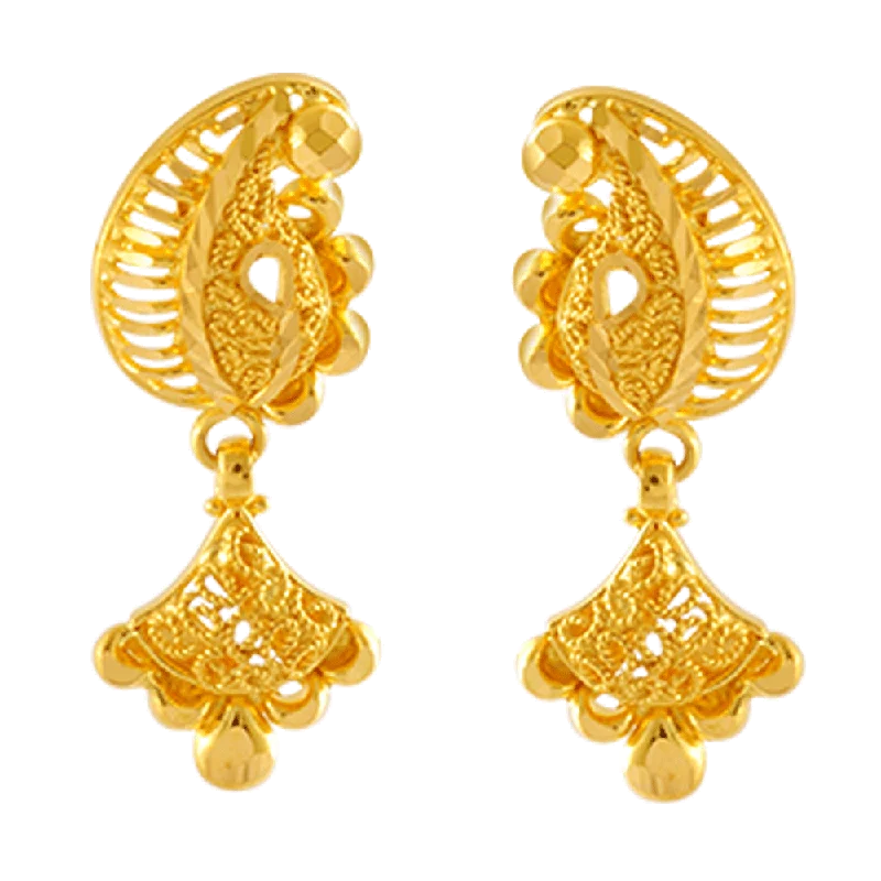 Animal - print drop earrings for a bold and trendy statement22KT Yellow Gold Jhumki Earrings For Women Animal - print drop earrings for a bold and trendy statement22KT Yellow Gold Jhumki Earrings For Women