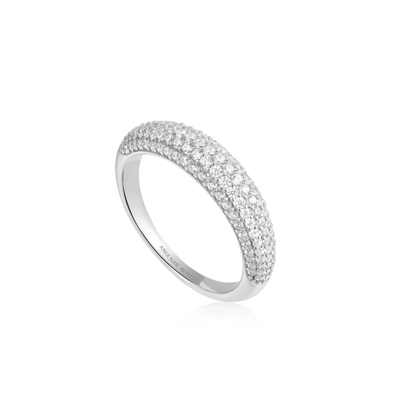 Open - Band Fashion Rings in Sterling Silver with Gemstone InlaysAnia Haie Silver Pavé Dome Ring R051-02H Open - Band Fashion Rings in Sterling Silver with Gemstone InlaysAnia Haie Silver Pavé Dome Ring R051-02H