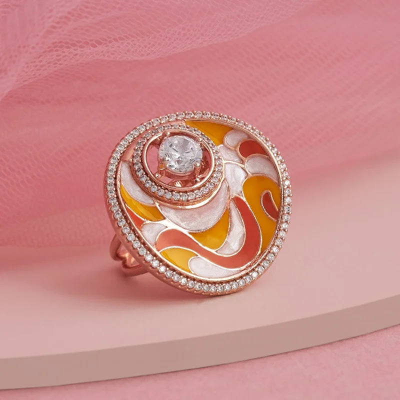 Floral - themed double finger rings for a feminine touchMeenakari Zircon Finger Ring 169708