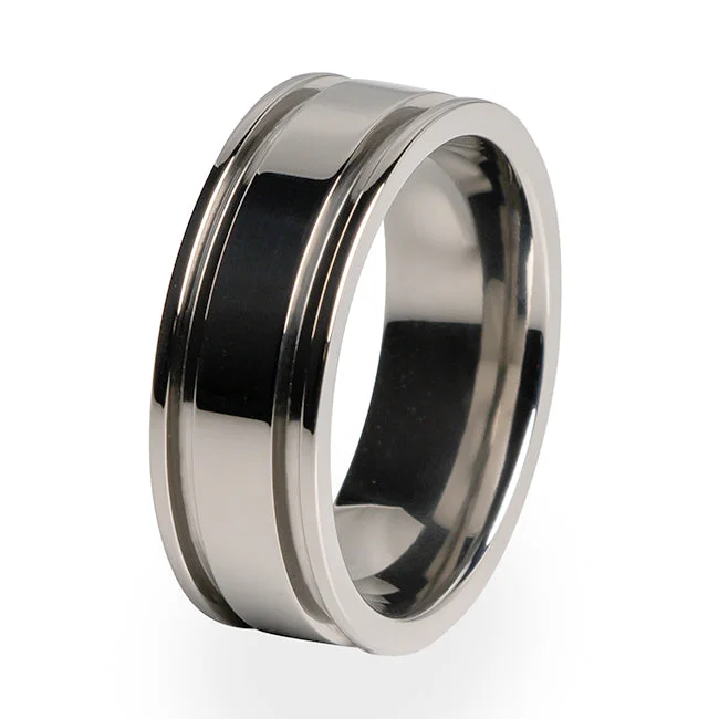 Men's oxidized silver rings for an antique lookAbyss | Men's Titanium Ring
