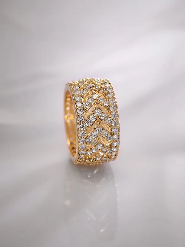 Adjustable Ring Sizes for Women's Rings in Stainless SteelRubans 18k Gold-Plated CZ-Studded Finger Ring