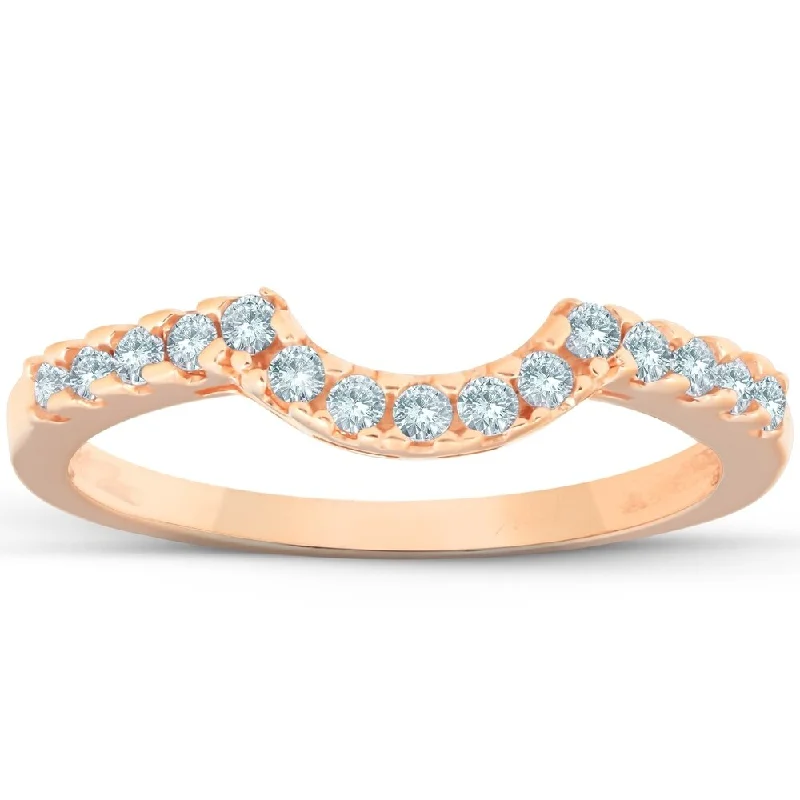 Heart - Shaped Women's Diamond Rings in Rose Gold for a Romantic and Symbolic Gift1/4ct Curved Diamond Notched Guard Ring Enhancer 14K Rose Gold Heart - Shaped Women's Diamond Rings in Rose Gold for a Romantic and Symbolic Gift1/4ct Curved Diamond Notched Guard Ring Enhancer 14K Rose Gold