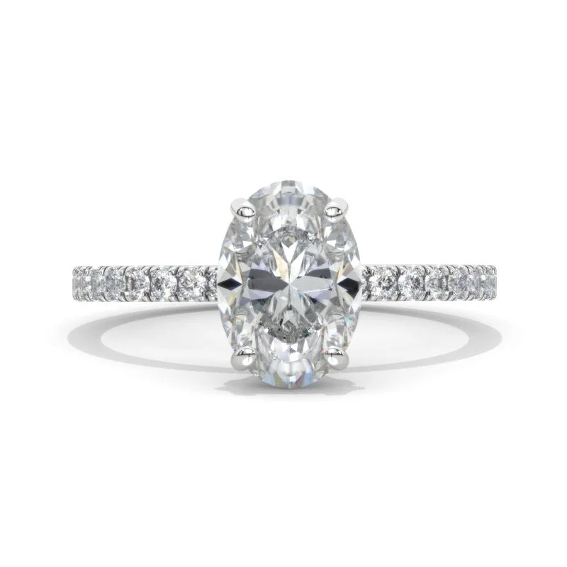 4 Carat Oval Moissanite Double Hidden Halo Engagement Ring, Promise Ring For Her, Moissanite Wedding Ring, 14K Gold Oval Moissanite Engagement Ring