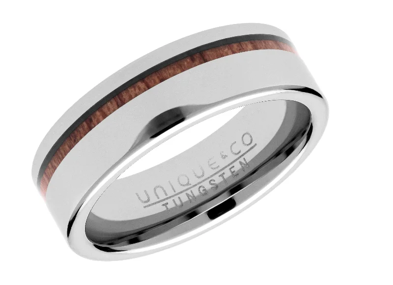 Men's glow - in - the - dark rings for a fun effectUnique & Co 7mm Tungsten Carbide Ring with Wood Inlay Men's glow - in - the - dark rings for a fun effectUnique & Co 7mm Tungsten Carbide Ring with Wood Inlay