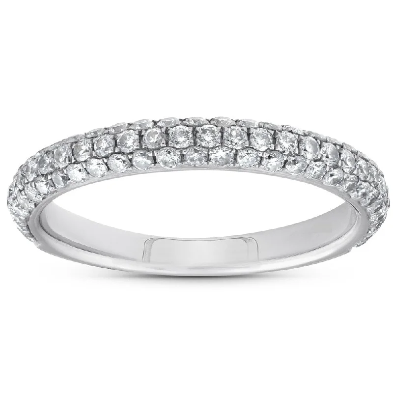 Women's Diamond Rings with Side - Stone Pave Setting for a Sparkling and Continuous ShinePompeii3 18k White Gold .67 c TDW Mircopave Diamond Wedding Ring (F-VS) Women's Diamond Rings with Side - Stone Pave Setting for a Sparkling and Continuous ShinePompeii3 18k White Gold .67 c TDW Mircopave Diamond Wedding Ring (F-VS)