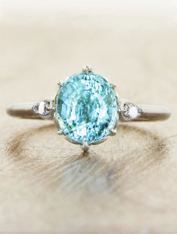 Men's Sapphire Engagement Rings in 18K White Gold with Pave Diamond AccentsErin