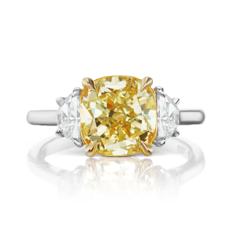 Halo - Style Women's Diamond Rings with a Center Diamond Surrounded by Smaller Diamonds in 18K GoldJOANA 5 CARAT CUSHION CUT LIGHT YELLOW COLOR VS CLARITY DIAMOND ENGAGEMENT RING PLATINUM & 18K GOLD GIA CERTIFIED 4 CT LY VS BY MIKE NEKTA Halo - Style Women's Diamond Rings with a Center Diamond Surrounded by Smaller Diamonds in 18K GoldJOANA 5 CARAT CUSHION CUT LIGHT YELLOW COLOR VS CLARITY DIAMOND ENGAGEMENT RING PLATINUM & 18K GOLD GIA CERTIFIED 4 CT LY VS BY MIKE NEKTA