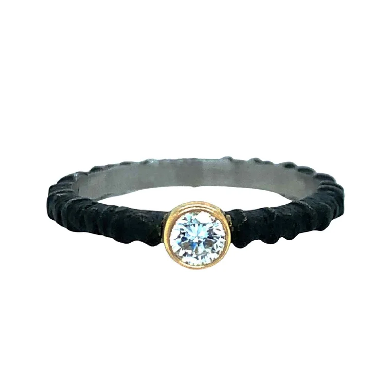 Three - Stone Women's Diamond Rings Symbolizing Past, Present, and Future with Emerald - Cut DiamondsOxidized Cobalt Chrome Diamond Stacking Ring - "Pebble" Three - Stone Women's Diamond Rings Symbolizing Past, Present, and Future with Emerald - Cut DiamondsOxidized Cobalt Chrome Diamond Stacking Ring - "Pebble"