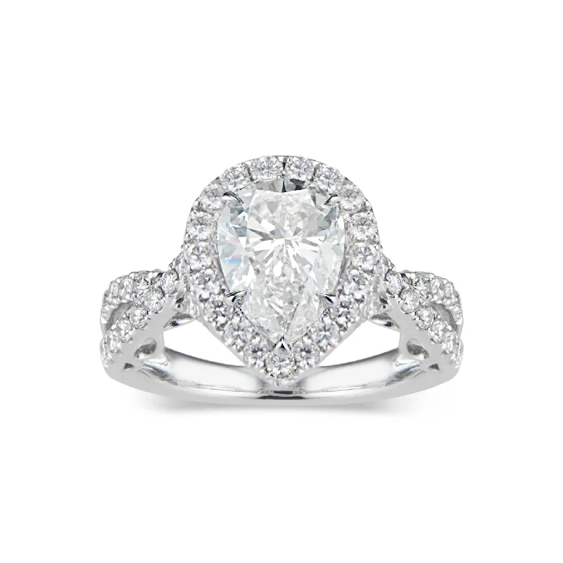 Men's Diamond Engagement Rings with Platinum Band and Halo Setting for a Luxury ProposalPear Halo Diamond Engagement Ring with Twisted Shank Men's Diamond Engagement Rings with Platinum Band and Halo Setting for a Luxury ProposalPear Halo Diamond Engagement Ring with Twisted Shank
