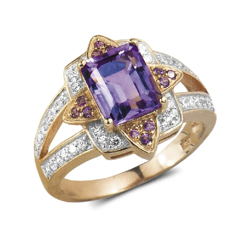 Art Deco - Inspired Women's Rings with Geometric Shapes in 14K GoldAmethyst Star Ring Art Deco - Inspired Women's Rings with Geometric Shapes in 14K GoldAmethyst Star Ring
