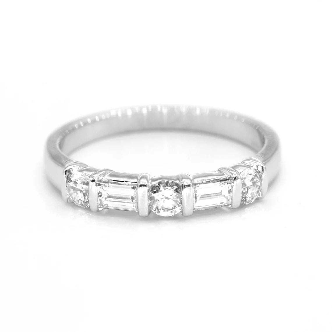 Anniversary rings with a diamond - and - emerald combinationRound and Baguette Diamond Band, Bar Set Diamond Anniversary Ring Anniversary rings with a diamond - and - emerald combinationRound and Baguette Diamond Band, Bar Set Diamond Anniversary Ring