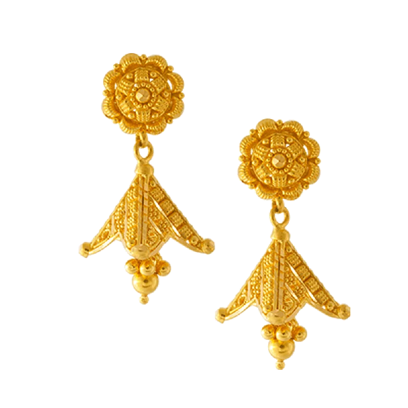 Feather - inspired drop earrings for a unique and delicate look22KT Yellow Gold Jhumki Earrings For Women Feather - inspired drop earrings for a unique and delicate look22KT Yellow Gold Jhumki Earrings For Women