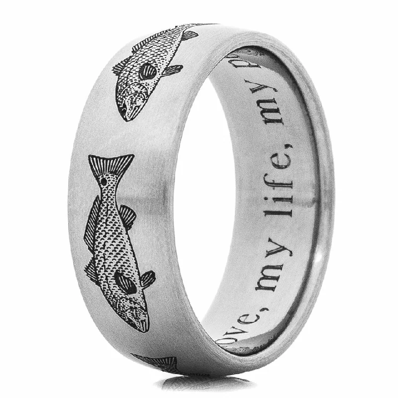 Titanium Wedding Rings with a Classic Smooth FinishRed Fish