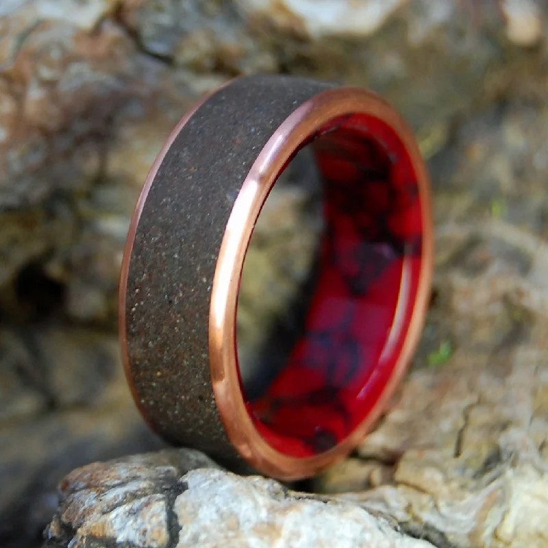 Men's adjustable - size rings for a perfect fitRed Black Morocco | Men's Copper, Sahara Desert Sand & Titanium Wedding Ring Men's adjustable - size rings for a perfect fitRed Black Morocco | Men's Copper, Sahara Desert Sand & Titanium Wedding Ring