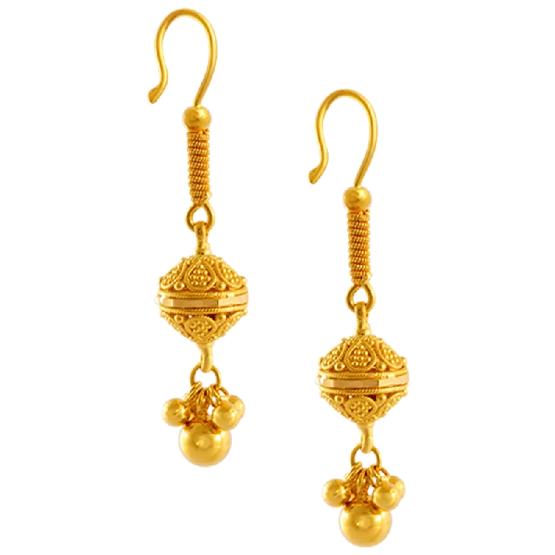 Magnetic - closure drop earrings for easy wearing22KT Yellow Gold Jhumki Earrings For Women Magnetic - closure drop earrings for easy wearing22KT Yellow Gold Jhumki Earrings For Women