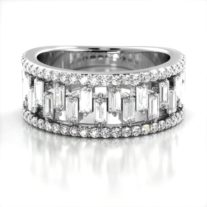 Anniversary rings with a diamond - and - lapis lazuli combination1.50 ct. Baguette And Round Diamond Wedding Band Anniversary rings with a diamond - and - lapis lazuli combination1.50 ct. Baguette And Round Diamond Wedding Band