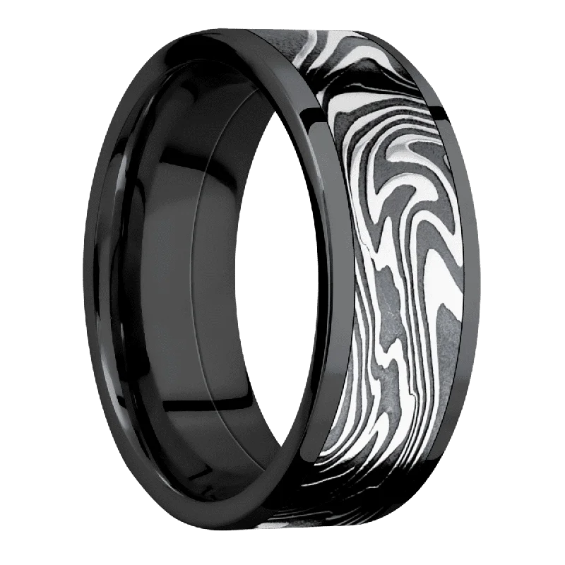 Men's beaded rings with semi - precious stonesZirconium with Polish Finish and Kinetic Inlay Men's beaded rings with semi - precious stonesZirconium with Polish Finish and Kinetic Inlay