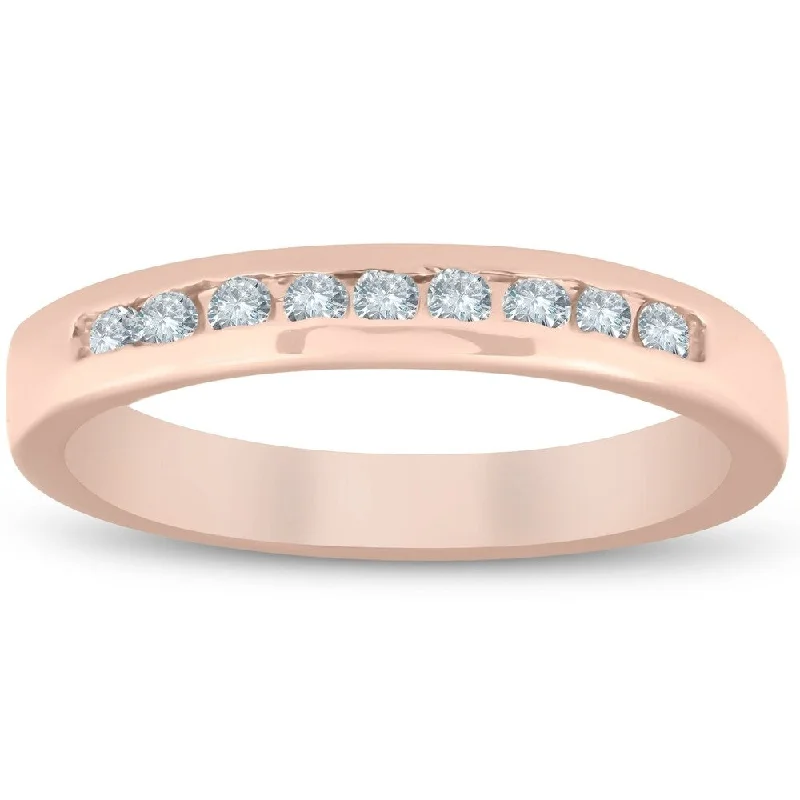 Women's Diamond Rings with Side - Stone Pave Setting for a Sparkling and Continuous Shine1/4ct Channel Set Diamond Wedding Ring 14K Rose Gold Women's Diamond Rings with Side - Stone Pave Setting for a Sparkling and Continuous Shine1/4ct Channel Set Diamond Wedding Ring 14K Rose Gold