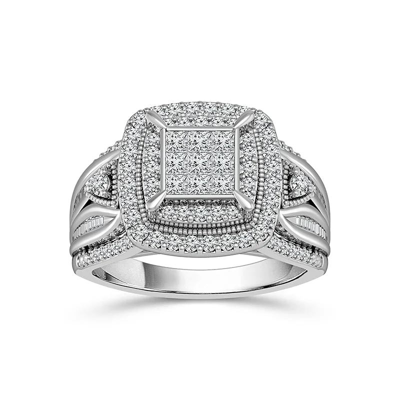 Men's Aquamarine Engagement Rings in 9K Gold with a Bezel - Set Stone10k White Gold 1.00ctw Princess Cut Invisible Set Engagement Ring Men's Aquamarine Engagement Rings in 9K Gold with a Bezel - Set Stone10k White Gold 1.00ctw Princess Cut Invisible Set Engagement Ring