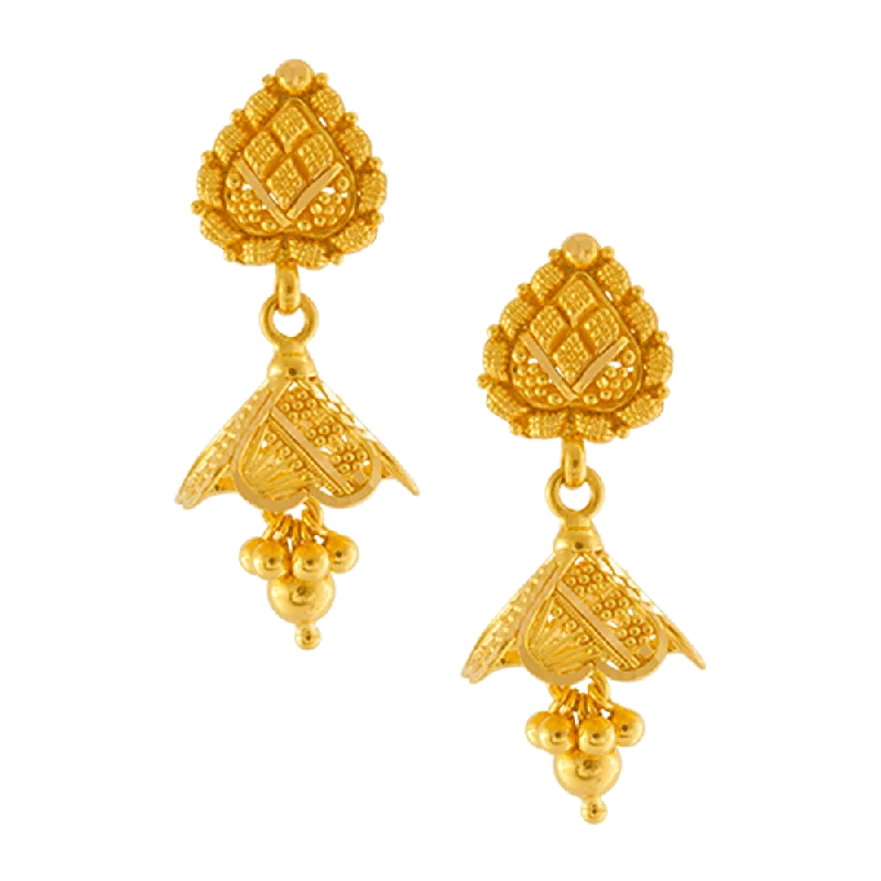 Tourmaline drop earrings in a spectrum of colors22KT Yellow Gold Jhumki Earrings For Women Tourmaline drop earrings in a spectrum of colors22KT Yellow Gold Jhumki Earrings For Women