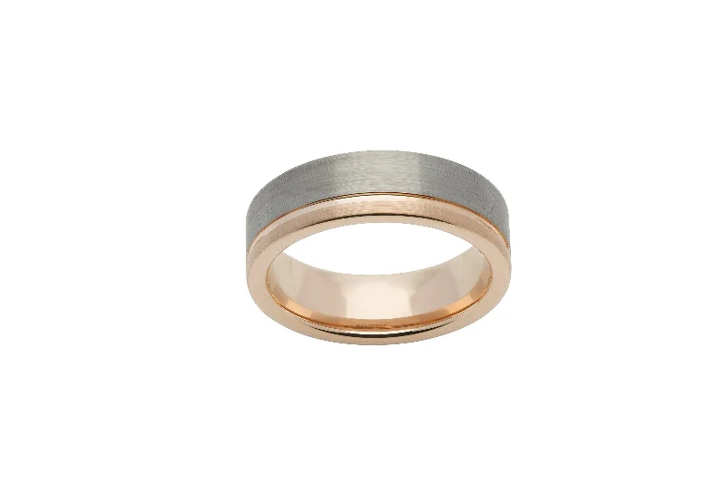 Men's emerald - encrusted rings for a rich green toneUnique & Co Tungsten Ring with Rose Gold IP Plating Men's emerald - encrusted rings for a rich green toneUnique & Co Tungsten Ring with Rose Gold IP Plating