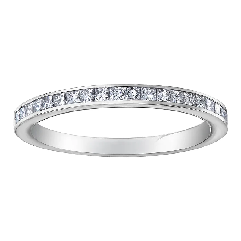 Anniversary rings with a diamond - and - garnet combinationPrincess Cut Half-Eternity Diamond Band