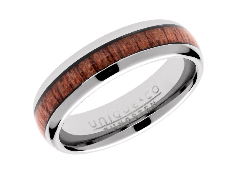 Men's waterproof rings for water - based activitiesUnique & Co 6mm Tungsten Carbide Ring with Wood Inlay Men's waterproof rings for water - based activitiesUnique & Co 6mm Tungsten Carbide Ring with Wood Inlay