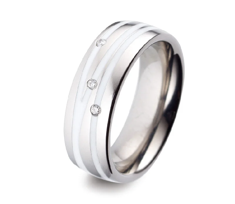Titanium Rings with a Diamond - Cut Edge for Extra Sparkle52291-05 TeNo Titanium Ring Titanium Rings with a Diamond - Cut Edge for Extra Sparkle52291-05 TeNo Titanium Ring