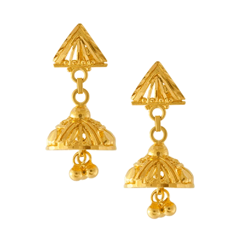 Star - shaped drop earrings for a celestial and magical appearance22KT Yellow Gold Jhumki Earrings For Women Star - shaped drop earrings for a celestial and magical appearance22KT Yellow Gold Jhumki Earrings For Women