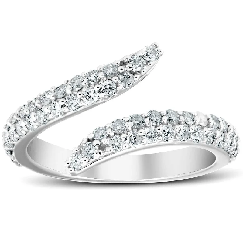 Cluster - Style Women's Diamond Rings with Multiple Small Diamonds Arranged in a Stunning Pattern3/4 Ct Diamond Ring Womens Fashion Cocktail Bypass Band 14k White Gold Cluster - Style Women's Diamond Rings with Multiple Small Diamonds Arranged in a Stunning Pattern3/4 Ct Diamond Ring Womens Fashion Cocktail Bypass Band 14k White Gold