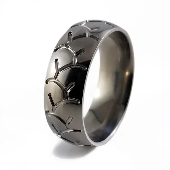 Men's budget - friendly rings for cost - conscious shoppersSports Tread Titanium RIng Men's budget - friendly rings for cost - conscious shoppersSports Tread Titanium RIng