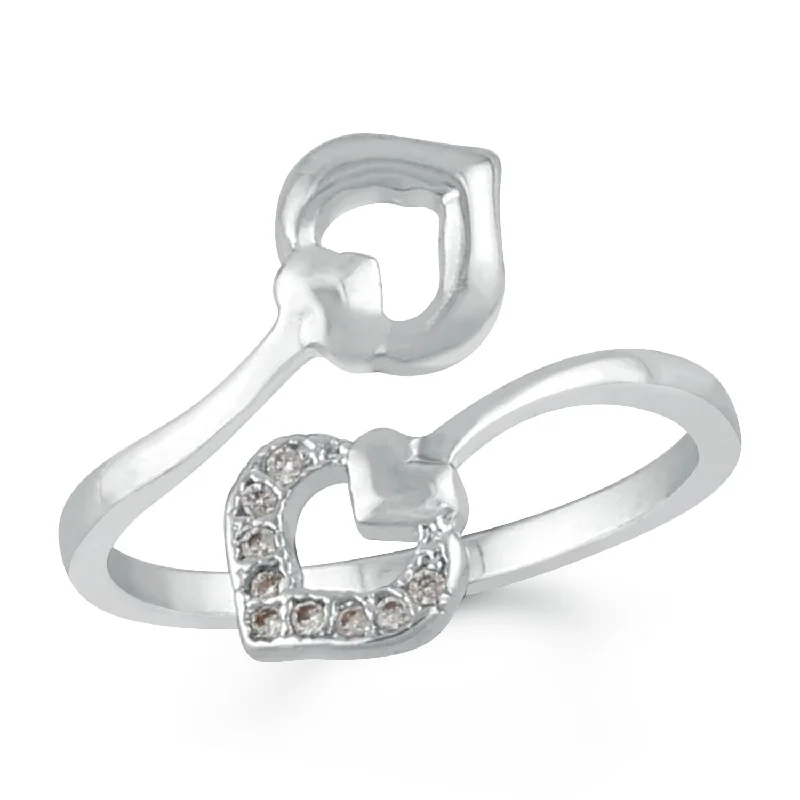 Ethnic - inspired double finger rings with cultural motifsDual Heart Adjustable Finger ring Ethnic - inspired double finger rings with cultural motifsDual Heart Adjustable Finger ring