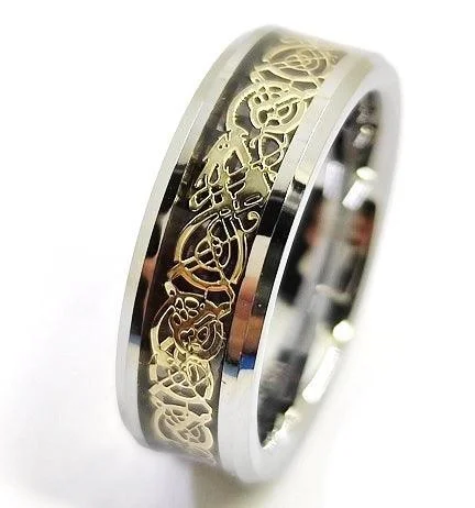 Men's animal - print rings with leopard or snake patternsUnique & Co Tungsten Ring with Yellow IP Carbon Fiber Men's animal - print rings with leopard or snake patternsUnique & Co Tungsten Ring with Yellow IP Carbon Fiber