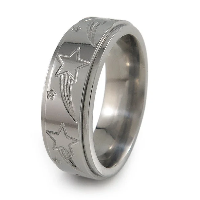 Men's anchor - themed rings for a nautical lookShooting Stars Titanium Fidget Ring | Natural + Color Men's anchor - themed rings for a nautical lookShooting Stars Titanium Fidget Ring | Natural + Color