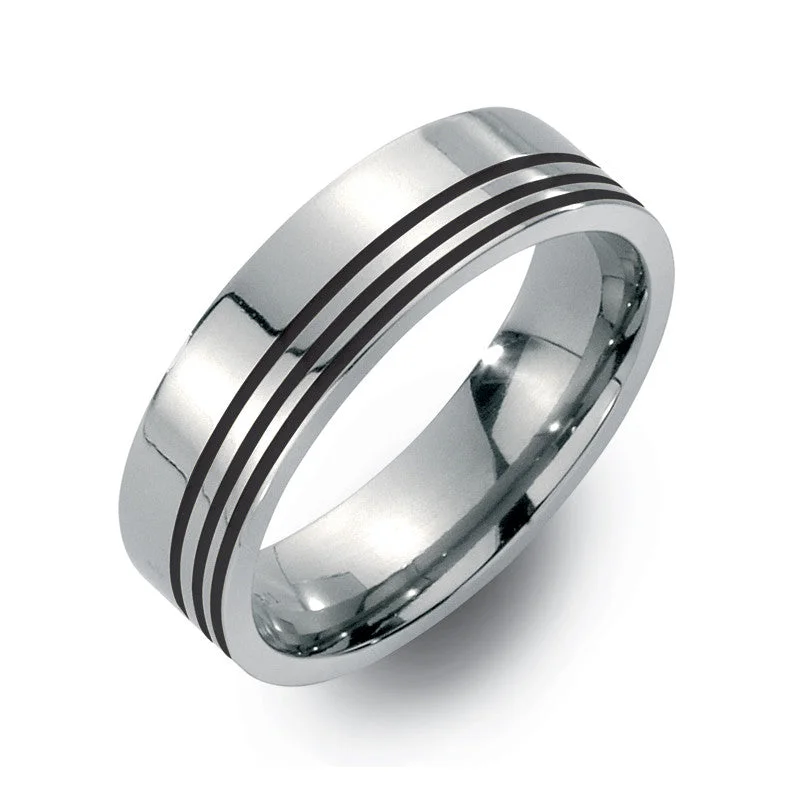 Titanium Rings with a Pearl - and - Diamond - Accented Design51340-05 TeNo Titanium Ring