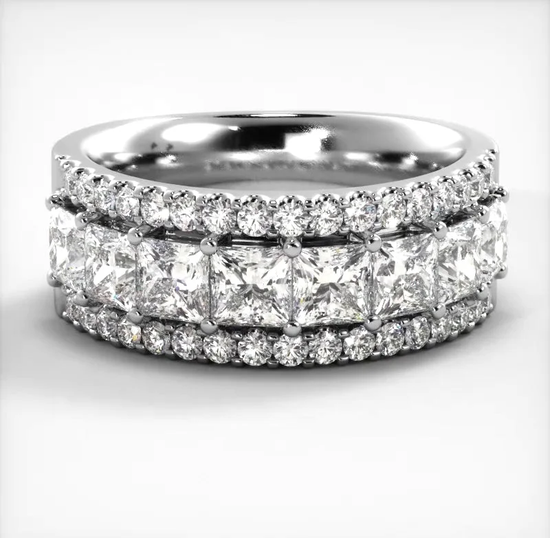 Anniversary rings with a diamond - and - mother - of - pearl combination2.65 ct. Princess and Round Diamond Wedding Band Anniversary rings with a diamond - and - mother - of - pearl combination2.65 ct. Princess and Round Diamond Wedding Band