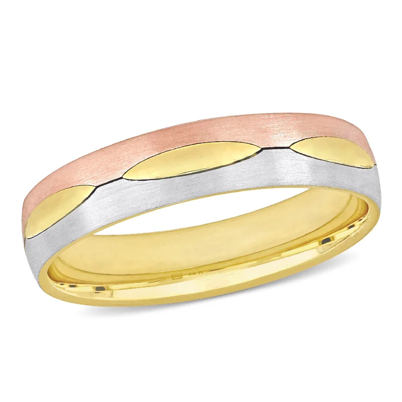 Men's turquoise - inlaid rings for a southwestern feelMiadora 5 mm Mens Marquise Design Satin Finish Wedding Band in 3-Tone 14k Gold Men's turquoise - inlaid rings for a southwestern feelMiadora 5 mm Mens Marquise Design Satin Finish Wedding Band in 3-Tone 14k Gold
