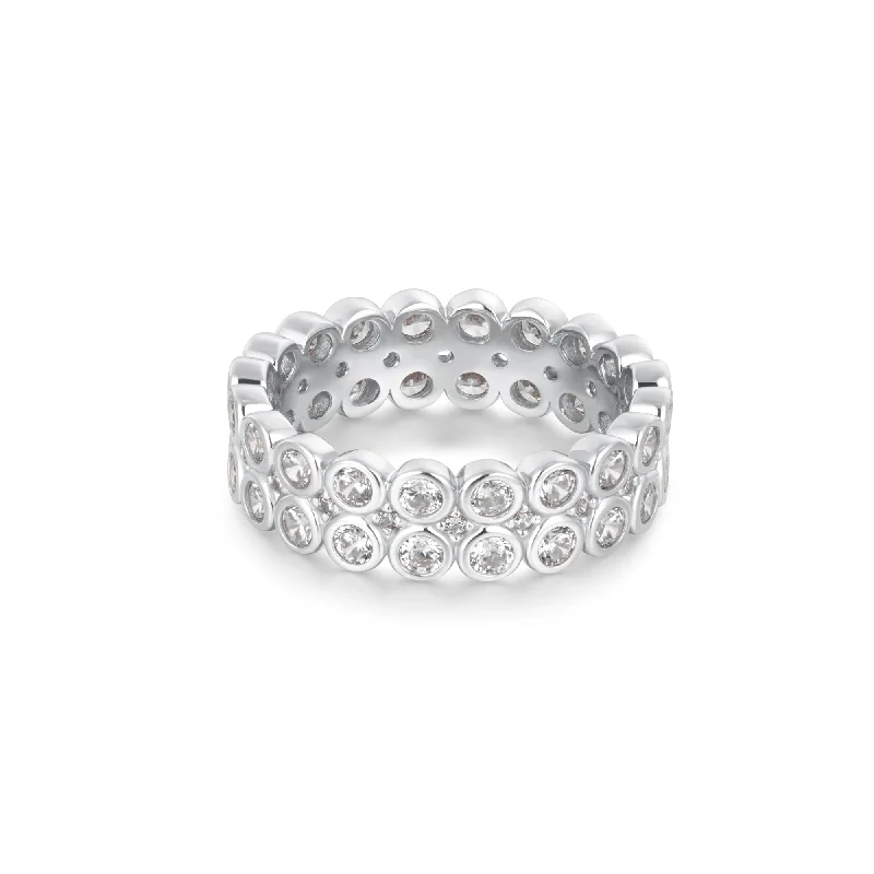 Textured Fashion Rings in Pewter with Hammered and Embossed SurfacesAnia Haie Silver Double Row Bezel Ring R058-08H Textured Fashion Rings in Pewter with Hammered and Embossed SurfacesAnia Haie Silver Double Row Bezel Ring R058-08H