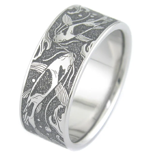 Titanium Rings with Inlaid Wood for a Natural and Unique StyleKoi Fish
