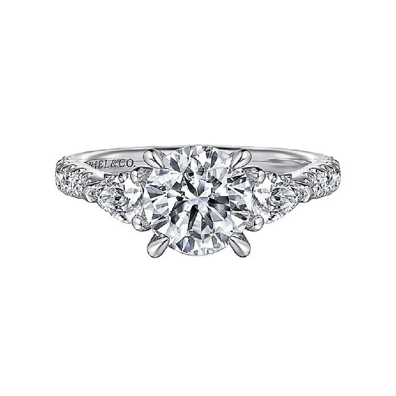 Heart - Shaped Women's Diamond Rings in Rose Gold for a Romantic and Symbolic Gift14K White Gold 'Abina' Three Stone Round Diamond Engagement Ring Heart - Shaped Women's Diamond Rings in Rose Gold for a Romantic and Symbolic Gift14K White Gold 'Abina' Three Stone Round Diamond Engagement Ring