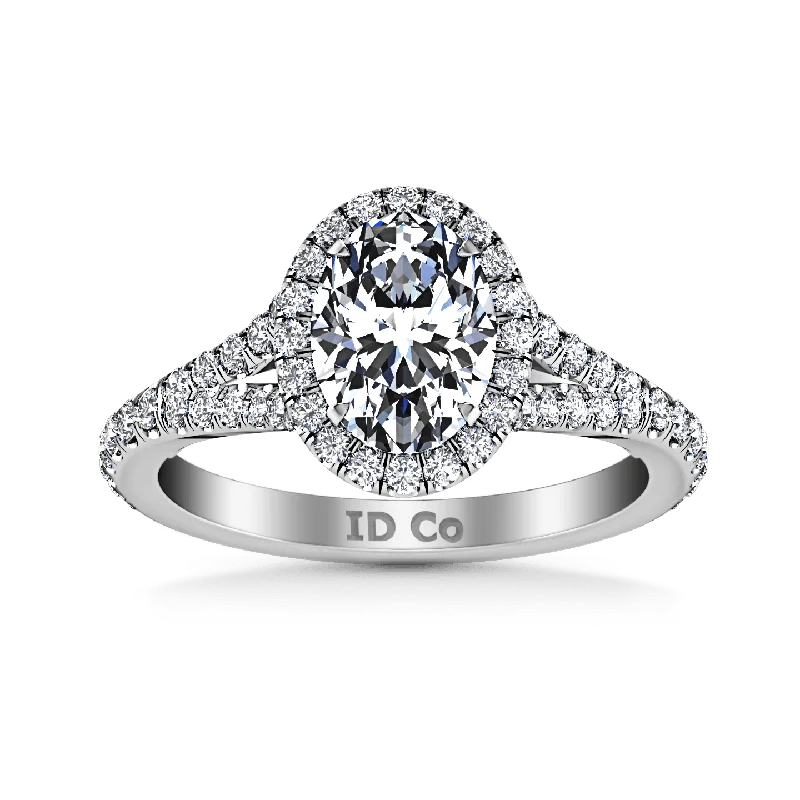 Women's Rings with Birthstones for a Personalized TouchHalo Oval Diamond Engagement Ring Melody 14K White Gold Women's Rings with Birthstones for a Personalized TouchHalo Oval Diamond Engagement Ring Melody 14K White Gold