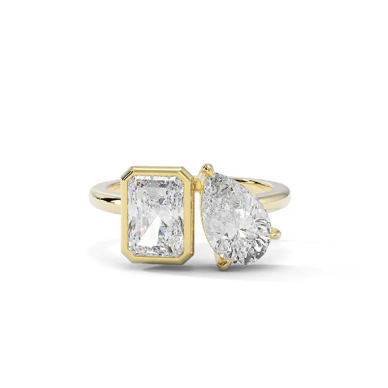 Men's Citrine Engagement Rings in Stainless Steel with a Stackable Band DesignToi Moi Pear & Radiant Diamond Ring Men's Citrine Engagement Rings in Stainless Steel with a Stackable Band DesignToi Moi Pear & Radiant Diamond Ring