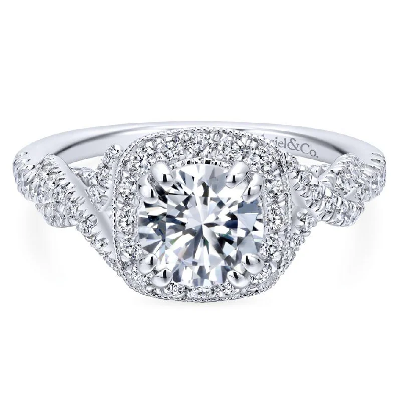 Cushion Shaped Crossover Shank Diamond Ring .67 Cttw 362A