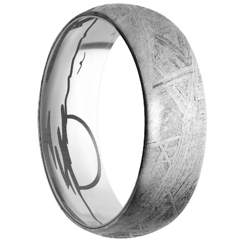 Men's kinetic rings with moving partsMeteorite + None Finish + Titanium
