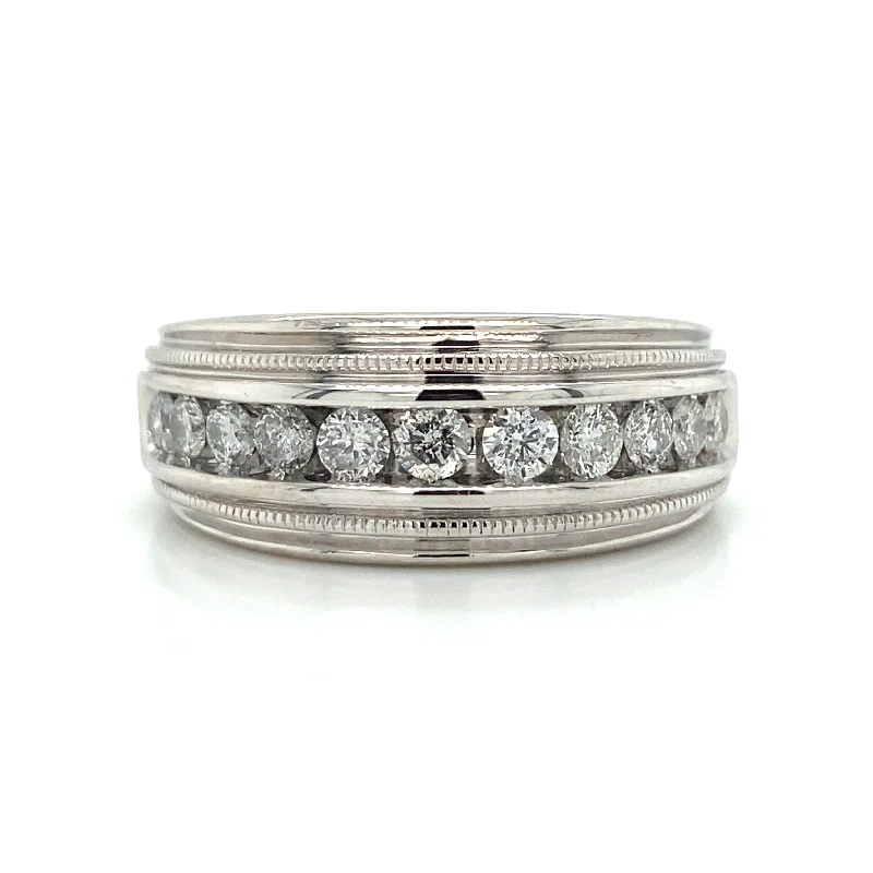 Men's laser - engraved rings with custom messagesChannel Set Wedding Ring in 10K White Gold Men's laser - engraved rings with custom messagesChannel Set Wedding Ring in 10K White Gold