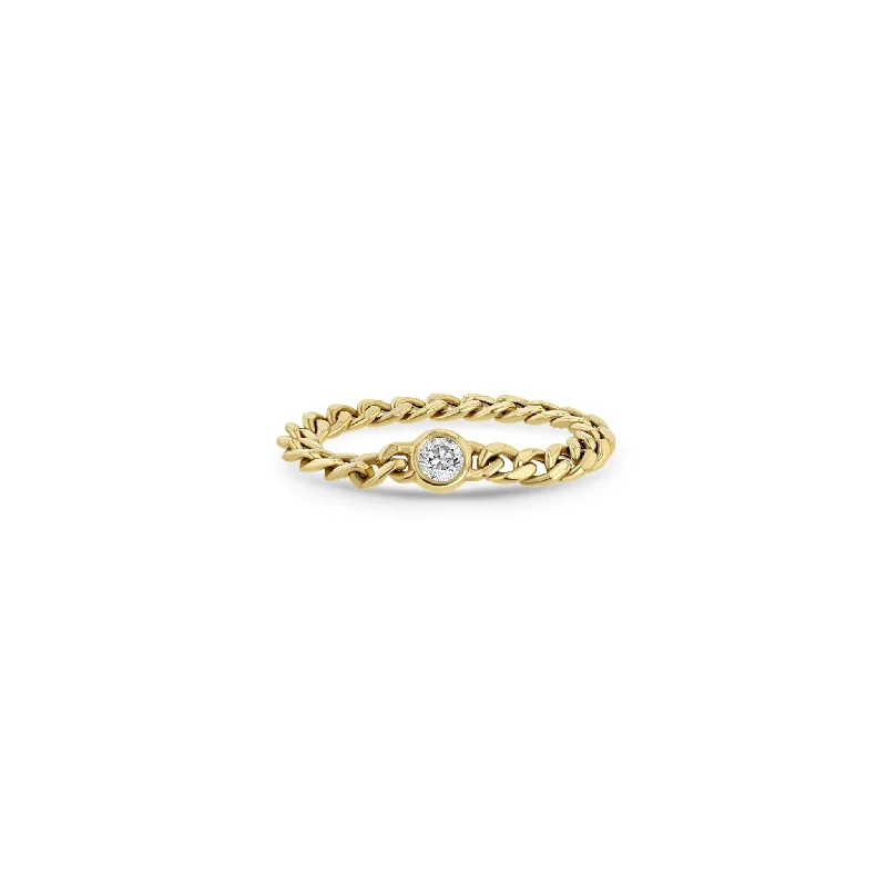 Glow - in - the - Dark Chain Rings for a Fun and Novelty Effect14k Floating Diamond Small Curb Chain Ring Glow - in - the - Dark Chain Rings for a Fun and Novelty Effect14k Floating Diamond Small Curb Chain Ring