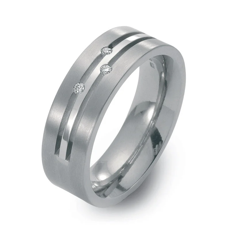 Titanium Rings with a Channel - Set Gemstone Band51329-01 TeNo Titanium Ring